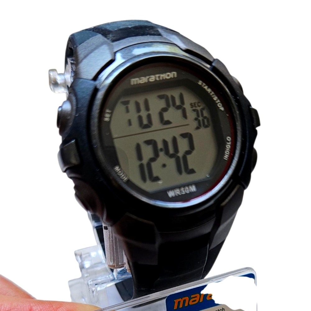 ⌚️ Marathon By Timex WR 50m Unisex Black Digital Sports Watch NEW in Box